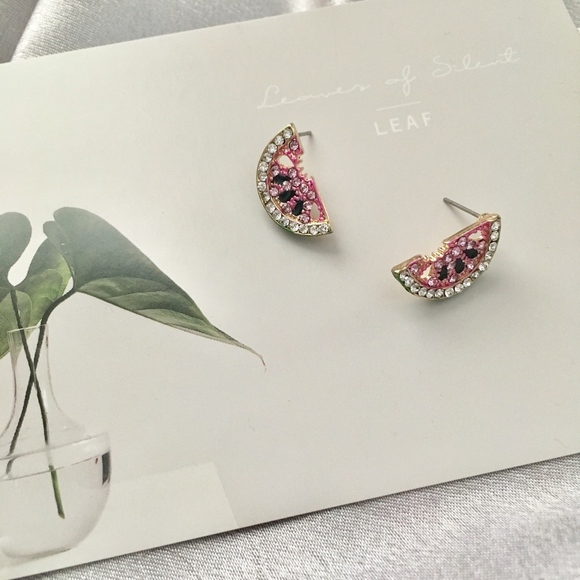 Watermelon Summer Crystal Stud Earrings - Picture 9 of 10